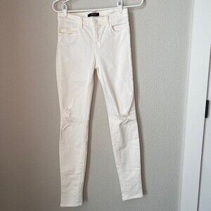 J Brand Ecru White Super Skinny Distressed Mid Rise Jeans - Size 26 - EUC